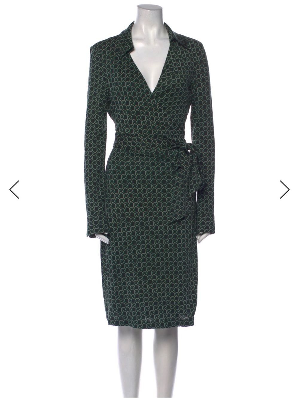 Diane Von Furstenberg Green Geometric Wrap Dress